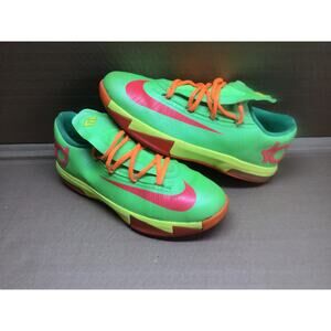 Nike KD 6 GS 'Candy' Flash Lime Atomic Red 599477−300 Basketball Shoes 7Y